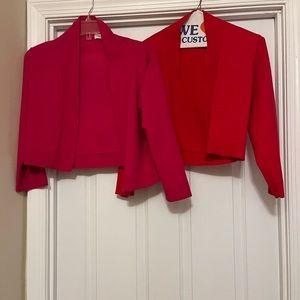 Fuschia cardigan and Red cardigan